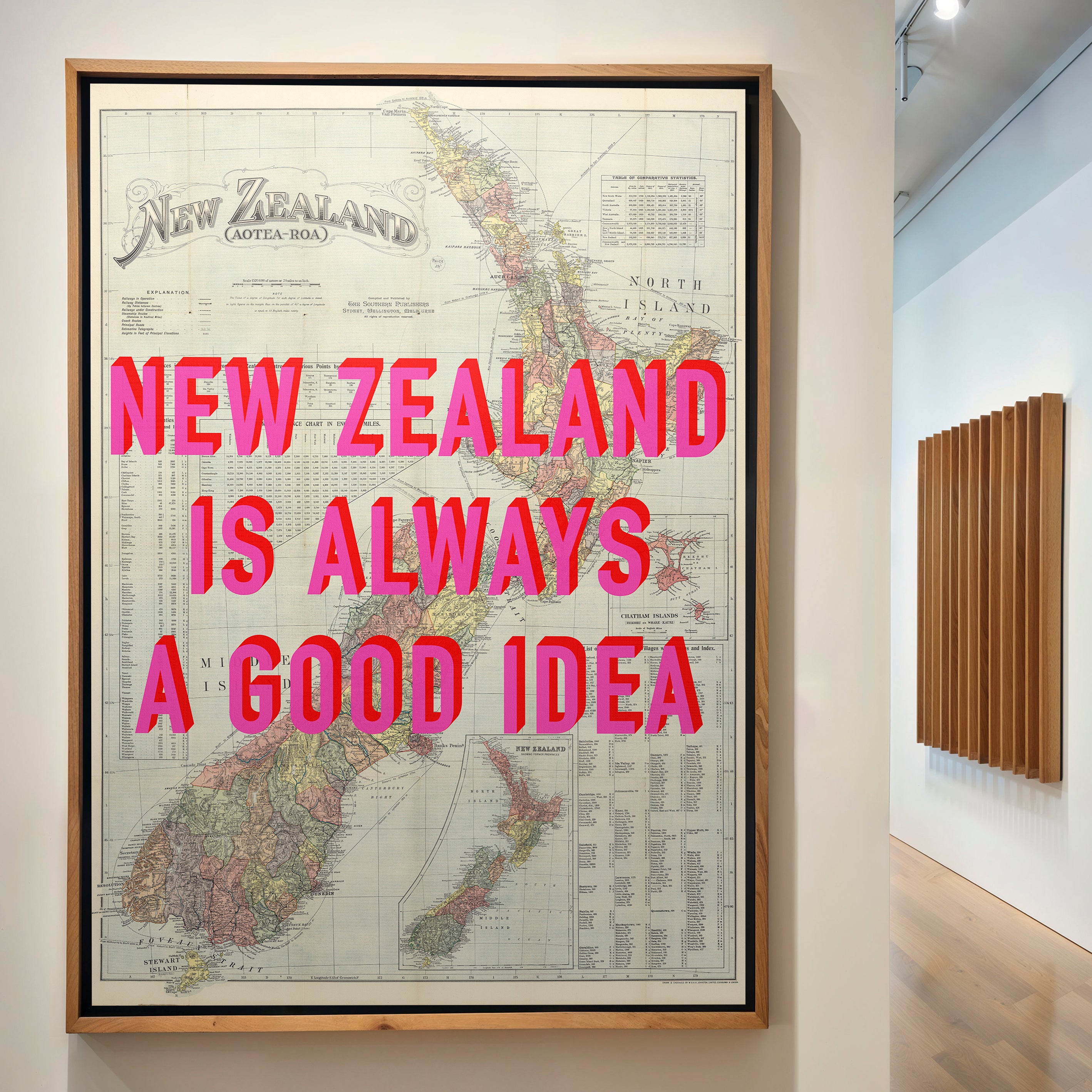 New Zealand Retro Pop Art Map Print
