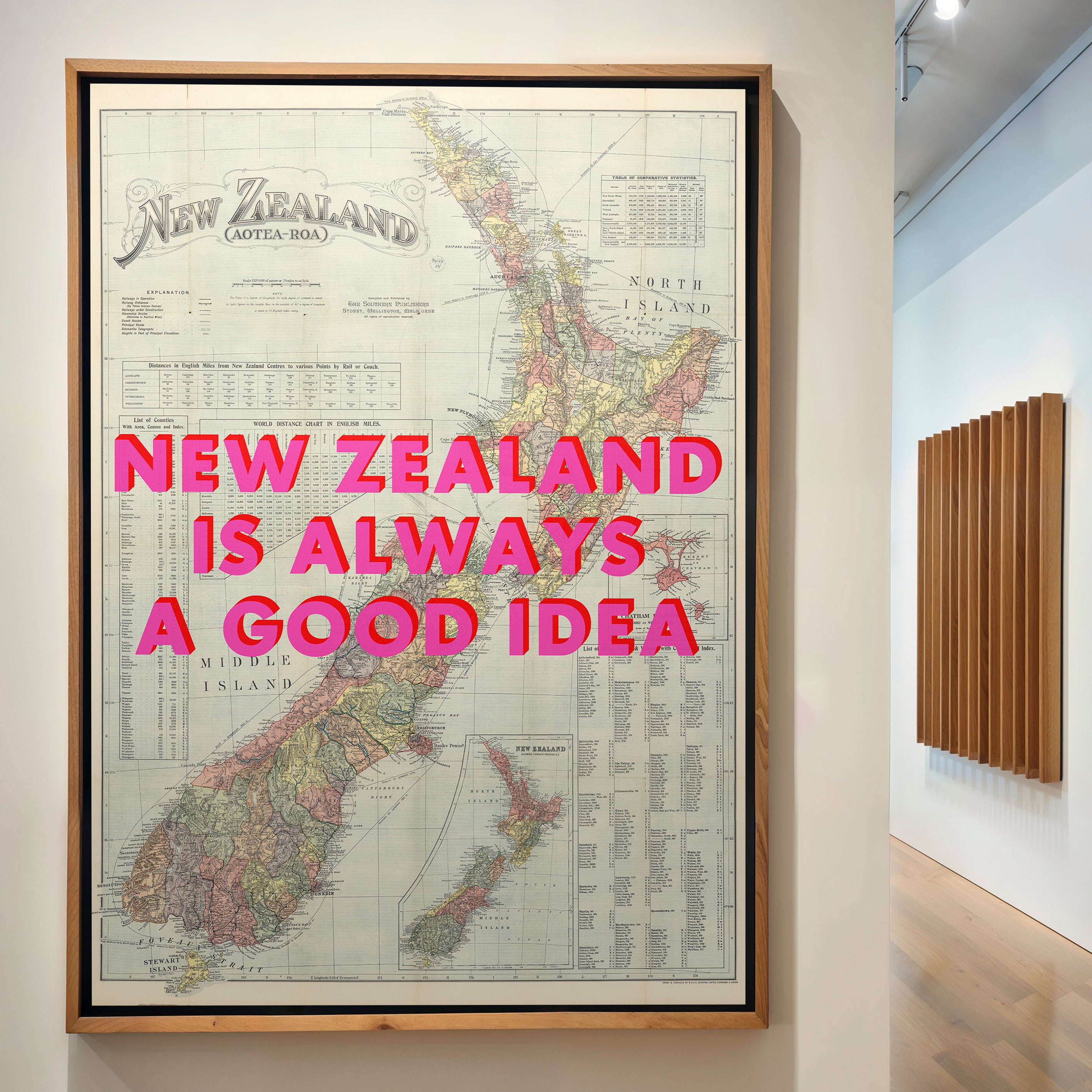 New Zealand Retro Pop Art Map Print