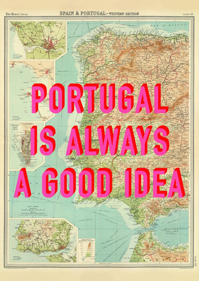 Portugal Retro Pop Art Map Print