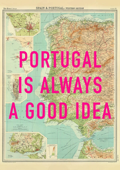 Portugal Retro Pop Art Map Print