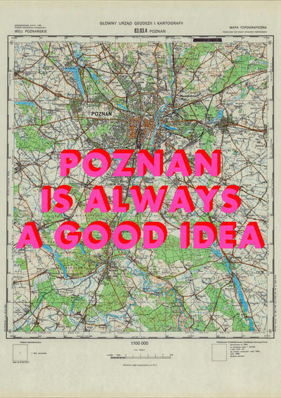 Poznań Retro Pop Art Map Print (portrait) - Magic Posters