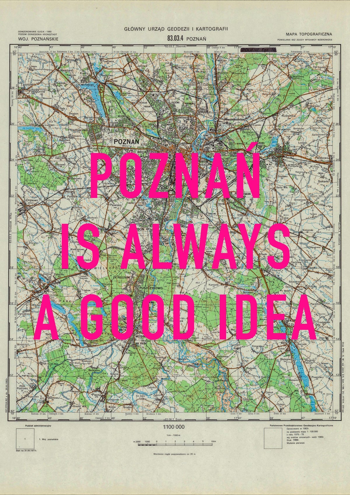 Poznań Retro Pop Art Map Print (portrait) - Magic Posters