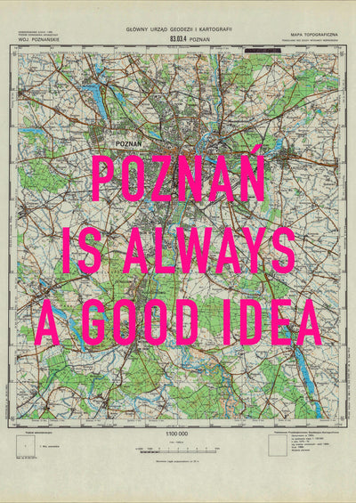 Poznań Retro Pop Art Map Print (portrait) - Magic Posters