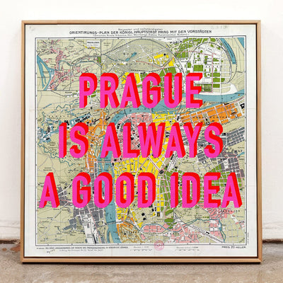 Prague Retro Pop Art Map Print - Magic Posters