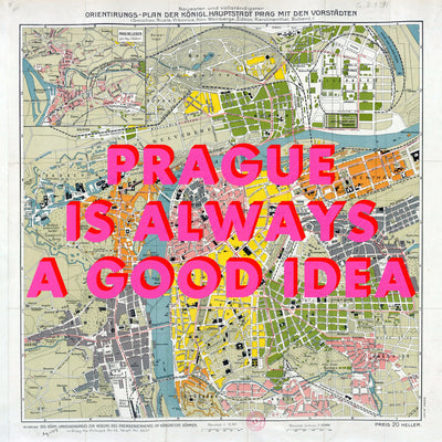 Prague Retro Pop Art Map Print
