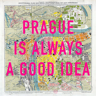 Prague Retro Pop Art Map Print