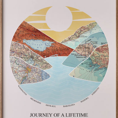 Custom Heart Map Print Any 3 Locations - White - Magic Posters