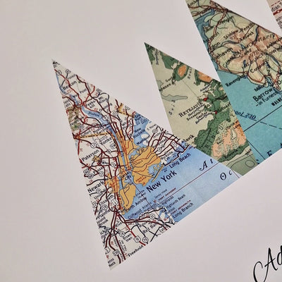 Personalised Travel Map Mountain Print - Magic Posters
