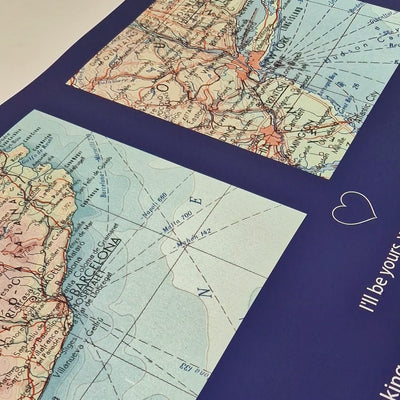 Custom Map Print 2 Locations - Magic Posters