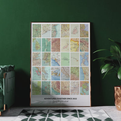 Personalised Travel Map Print (Square Modern) - Magic Posters