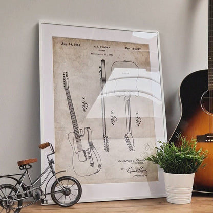 Fender Telecaster Guitar 1951 + Amplifier 1962 Sets Of 2 Patent Prints