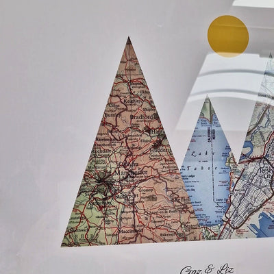 Personalised Travel Map Mountain Print - Magic Posters