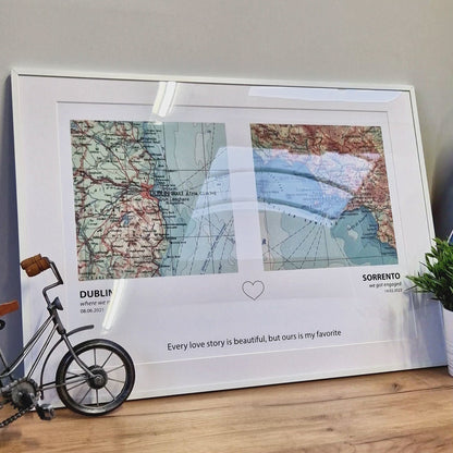 Personalised Map Print, Custom Couples Gift