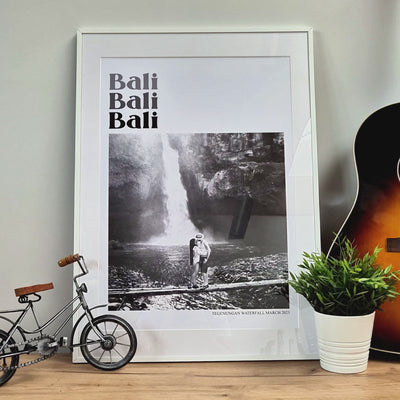 Personalised Retro Holiday Travel Black And White Photo Print - Magic Posters