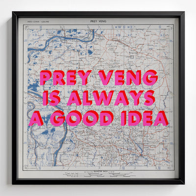 Prey Veng Retro Pop Art Map Print (square) - black frame mockup - Magic Posters