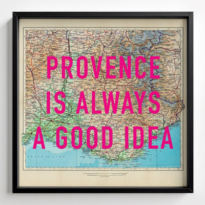 Provence Retro Pop Art Map Print (France) - black frame mockup - Magic Posters