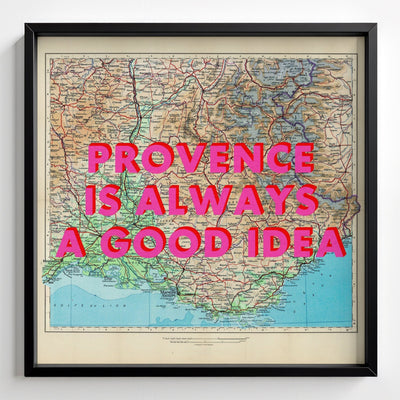 Provence Retro Pop Art Map Print (France) - black frame mockup - Magic Posters