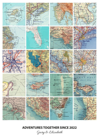 Personalised Travel Map Print (Square Modern)