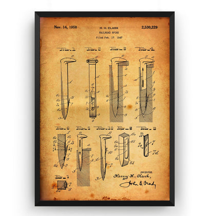 Railroad Spike 1950 Patent Print - Magic Posters
