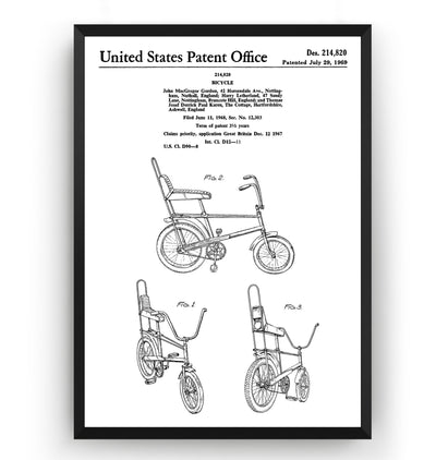 Raleigh Chopper Bike 1969 Patent Print - Magic Posters