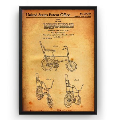 Raleigh Chopper Bike 1969 Patent Print - Magic Posters