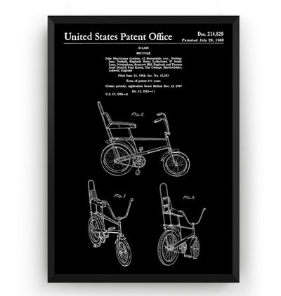 Raleigh Chopper Bike 1969 Patent Print - Magic Posters