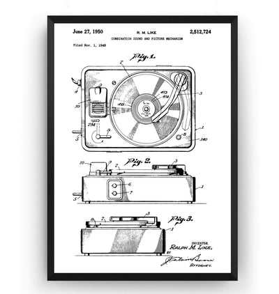 Record Player 1950 Patent Print - Magic Posters