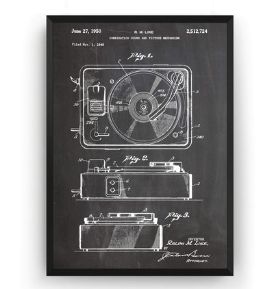 Record Player 1950 Patent Print - Magic Posters