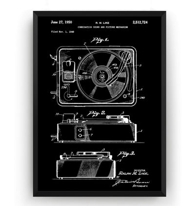 Record Player 1950 Patent Print - Magic Posters
