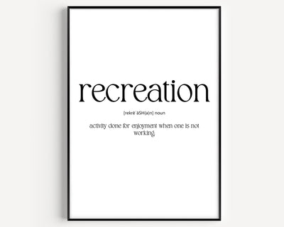 Recreation Definition Print - Magic Posters