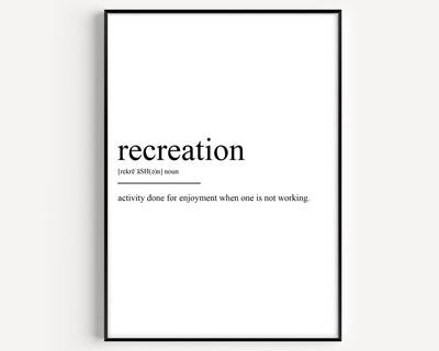 Recreation Definition Print - Magic Posters