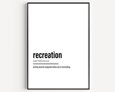 Recreation Definition Print - Magic Posters