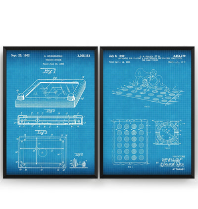 Retro Board Games Set Of 2 Patent Prints - Magic Posters