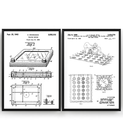 Retro Board Games Set Of 2 Patent Prints - Magic Posters