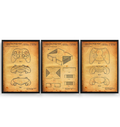Retro Console Set Of 3 Patent Prints - Magic Posters