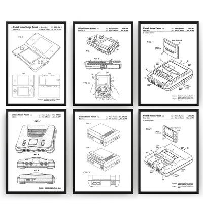 Retro Gaming Set Of 6 Patent Prints - Magic Posters