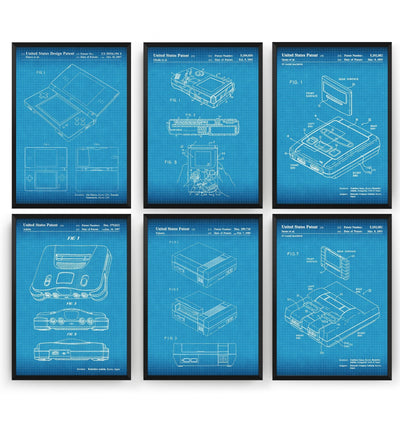 Retro Gaming Set Of 6 Patent Prints - Magic Posters