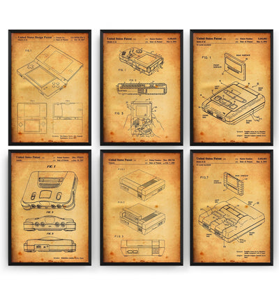 Retro Gaming Set Of 6 Patent Prints - Magic Posters