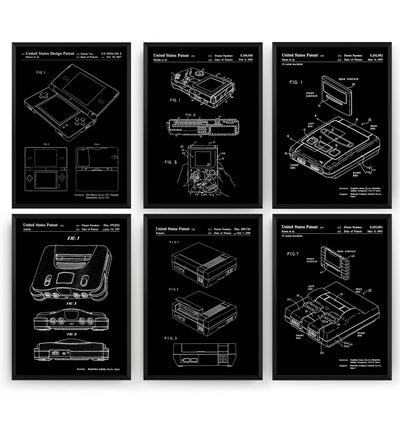 Retro Gaming Set Of 6 Patent Prints - Magic Posters