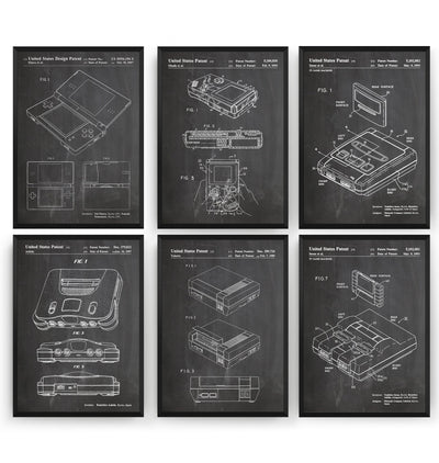 Retro Gaming Set Of 6 Patent Prints - Magic Posters