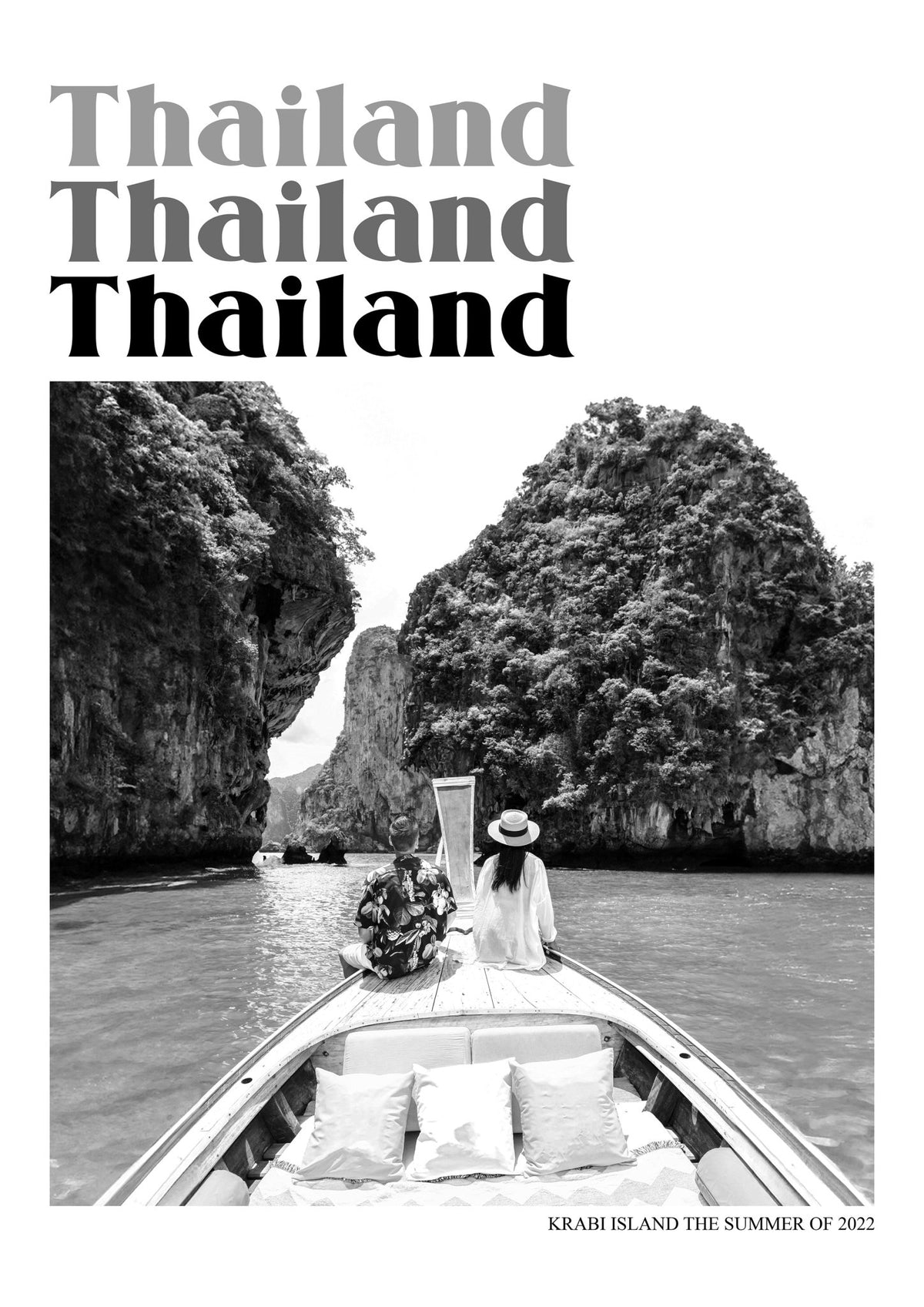 Personalised Retro Holiday Travel Black And White Photo Print