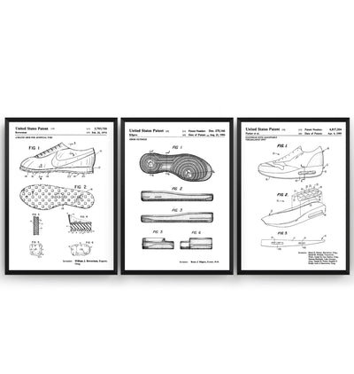 Retro Sneakers Set Of 3 Patent Prints - Magic Posters