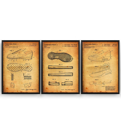 Retro Sneakers Set Of 3 Patent Prints - Magic Posters