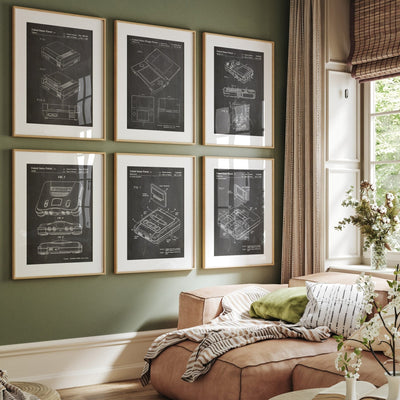 Retro Video Games Console Set Of 6 Patent Prints, Gaming Wall Art, Gamer Decor, Bedroom Posters, Dorm Decor, Games Console Artwork - Magic Posters