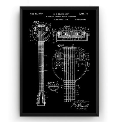 Rickenbacker Ro-Pat-In Frying Pan Electric Guitar Patent Print - Magic Posters