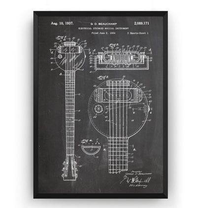 Rickenbacker Ro-Pat-In Frying Pan Electric Guitar Patent Print - Magic Posters