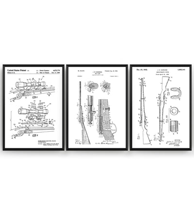 Rifle Gun Set Of 3 Patent Prints - Magic Posters