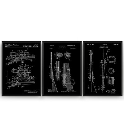 Rifle Gun Set Of 3 Patent Prints - Magic Posters