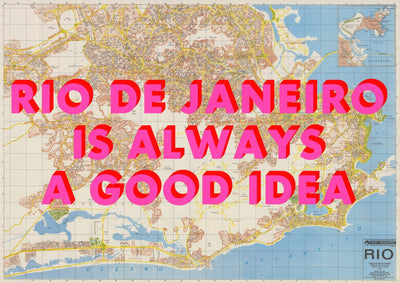 Rio de Janeiro Retro Pop Art Map Print (landscape)