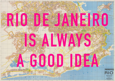 Rio de Janeiro Retro Pop Art Map Print (landscape)